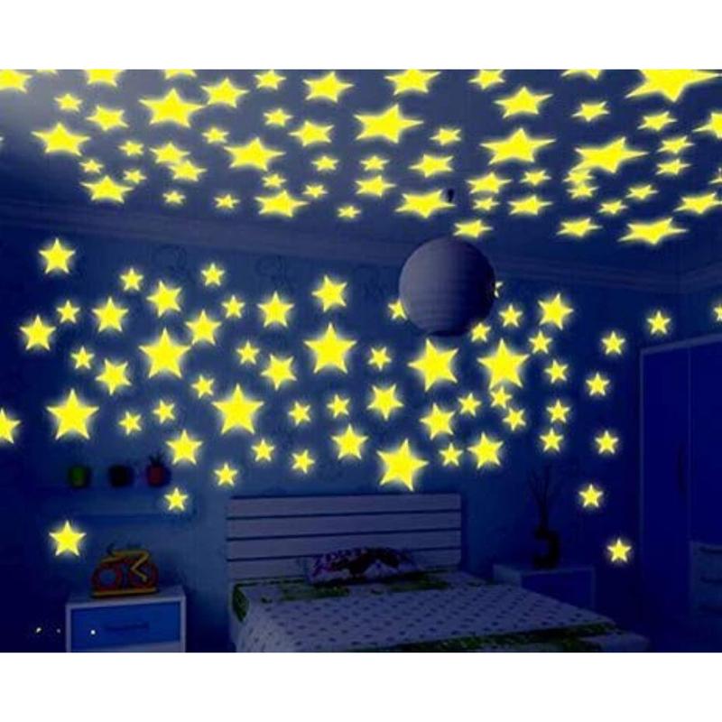 5PCS 3cm Multi-Color Stars Glow in The Dark Luminous Fluorescent Wall Stickers for Baby Kid's Nursery Room-Stars Plastic Luminous Wall Stickers for Bedroom Decoration Home Ceiling Wall