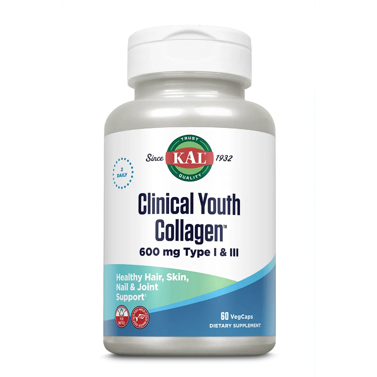 Clinical Youth Collagen™ Hydrolyzed Marine Collagen Type I & III VegCaps 600 mg Springtok Healthcare