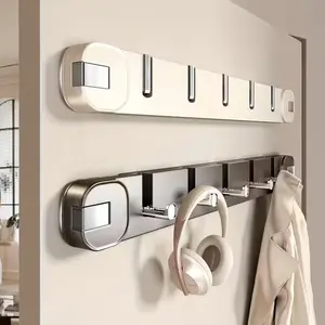 Heavy-Duty Suction Cup Wall Hooks with 5-Hook Removable Towel Rack - Foldable Space-Saving Bathroom, Kitchen & Shower Hangers, No Drill Installation, Durable Plastic Suction Cup for easy Organization