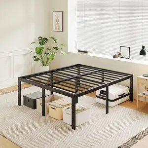 20 Inch  Bed Frame No Box Spring Needed Heavy Duty Metal Tall Platform Bed Frame  Size with Large Storage Space, Easy Assembly  Bearing Capacity, Noise Free
