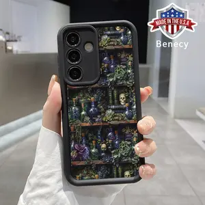 Phone Case Compatible with Galaxy S23 Ultra S24 Plus S25 S22+  Skull Vase Bookend Pattern Shockproof Silicone TPU Bumper Drop Protection Cover Smartphone Casing