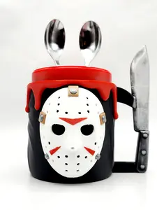 3D Printed Hockey Mask Ice Cream Pint Holder  Horror Knife Handle – Fits Ben & Jerry’s & Häagen-Dazs Pints