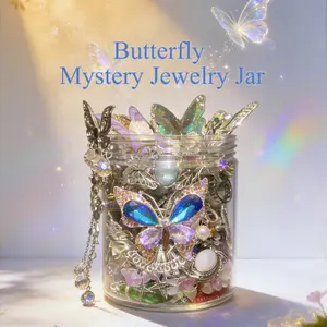 Jollyhit Butterfly Aesthetic Mystery Jewelry Jar, Witchy Fairycore Style Costume Jewelry,Bestie Gift, Friendship Gift, Self Love Treat