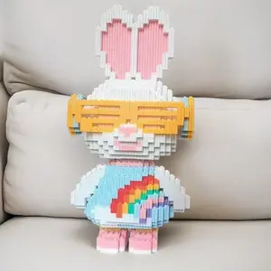 3854 Piece Eyeglasses Rabbit Building Block Set, Building Block Model, Stem Building Blocks, 3D Interlocking Plastic Bricks, Creative DIY Craft Kit, Office and Home Decor, Party Game