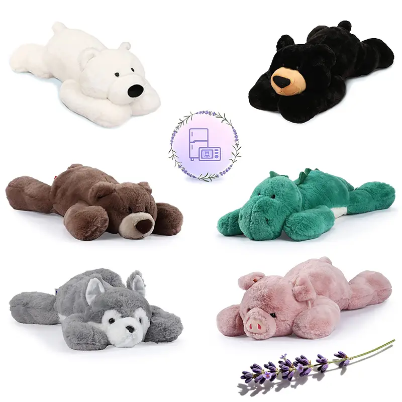 16 inch 1.8 LB Heatable & Coolable Highland Cow Weighted Stuffed Animals | Microwavable Heating Pad for Relieve Stress Soothing & Relaxation | Lavende