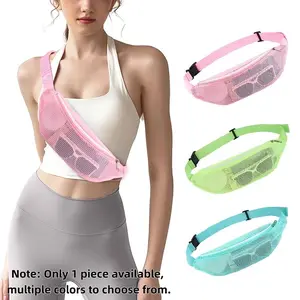 Summer Beach Mesh Polyester Waist Bag, Outdoor Sports Waist Pack, Crossbody Phone Chest Bag, Lightweight Running Belt for Men and Women