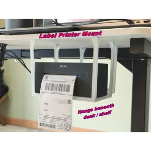 Thermal Label Printer Mount | Under-Desk Tray for thermal printer | Hanging Shelf for label printers | Thermal Printer Rack | Printer Holder