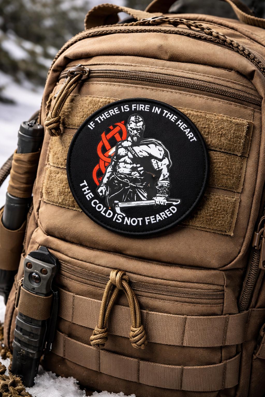 2pcs Viking Warrior Morale Patch The Cold Is Not Feared 3.35" Circle Removable Morale Patch with Tactical Embroidered Patch