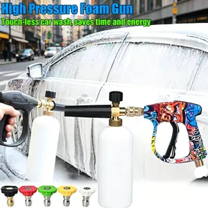 Pressure Washer Spray Gun  with 1/4" Quick Connector Snow Foam Lance & 5 Spray Tips & Clip Nozzle Holder, Pressure Washer