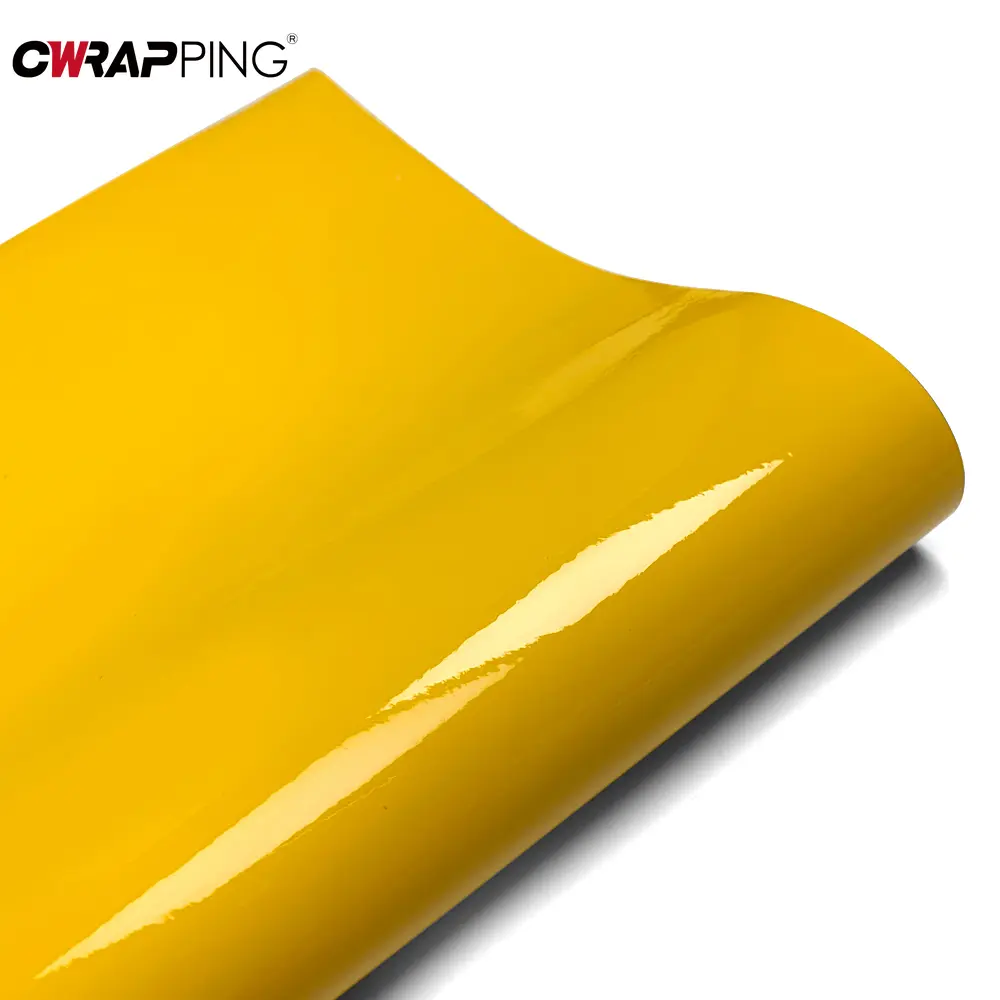 Glossy Car Stickers Vinyl Wrap Film Self Adhesive Bubble Free Decoration DIY Yellow Motorcycle Stickers for Auto Accessories