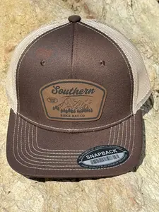 112 Style Brown/Khaki Snapback Laser Engraved Leather Patch