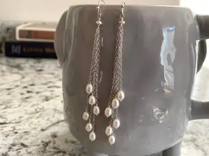 Rice Pearl Long Earrings