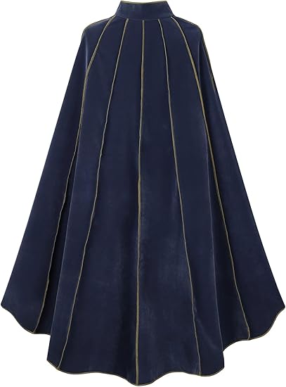 Women's Medieval Cloak Stand Collar Deluxe Velvet Gold Trim Renaissance Cape for Adult Women's Medieval Cloak Stand Collar Deluxe Velvet Gold Trim Renaissance Cape for Adult