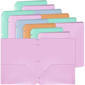 2 Pocket Folders, Pocket Folders, Durable Poly Two Pocket Folder for 3 Ring Binder  for Letter Sized Papers, Files, Documents  11.75" x 9.5" Plastic Colored Folders  (12)