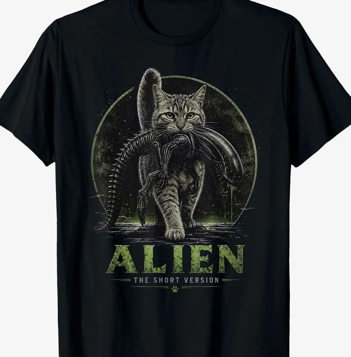 Alien Short Version Cat Sci-Fi Horror Parody Funny T-Shirt 4K3