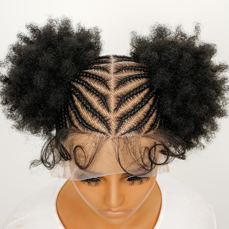 Supernova Pre-Styled Braided Wig Afro Ponytail Full Lace Braided Wig Synthetic Hair