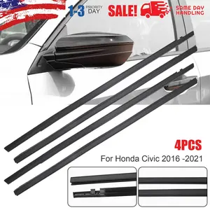 CarTok Essential 4Pcs Rubber Door Window Seal Belt Weatherstrip Kit, Soundproof Noise Reduction Dustproof Windproof Car Exterior Moulding Trim, Compatible with 2016-2021 Honda Civic Sedan Full Body Weather Strip Insulation Upgrade Replacement Accessories