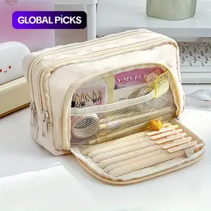 Large Capacity Durable Stationery Storage Bag, 1 Count Multi-grid Pencil Case, Portable Pen Storage Bag for Office School Office Supplies #GLOBAL PICKS