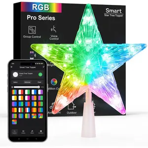 Christmas Tree Topper, 7.5" 11 LED Lighted  Tree Topper, WiFi Voice Control Xmas , App Controlled RGB Color Changing Xmas Treetop Works with Alexa &   for Holiday Tree