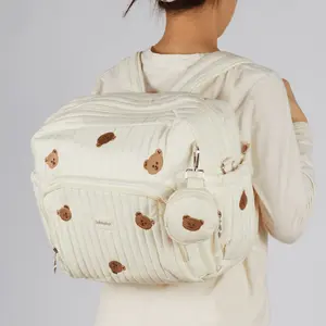 GoBabyMart Diaper Bag Backpack 3-in-1 Convertible Tote & Stroller Attachment Insulated Pockets Changing Pad & Pacifier Case Included Bear Prints Travel Friendly