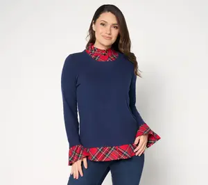 Jingle Belles by Kim Gravel Peek a Boo Ruffle Tartan Top