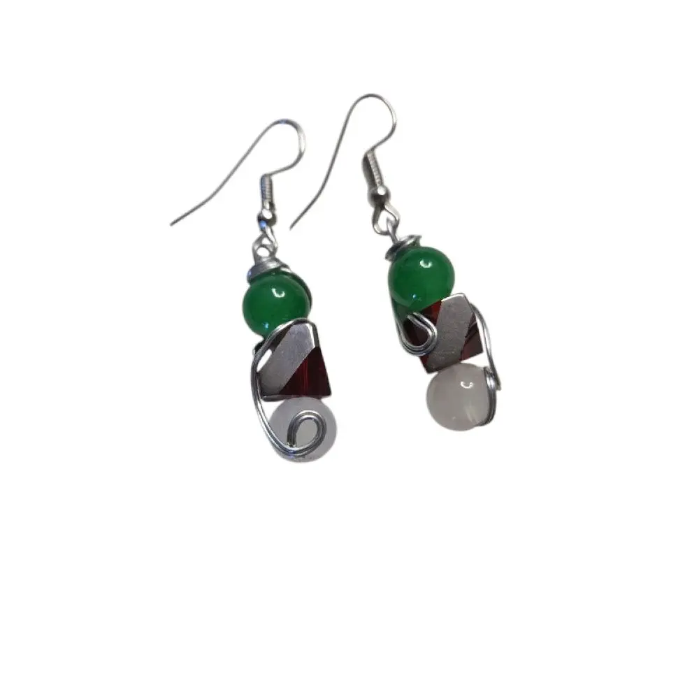 Cut Crystal and Bead Earrings - Simple Design with Crystal and Bead Elements