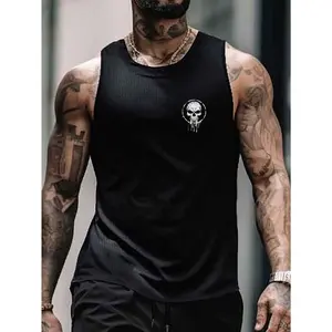 Make old skull pattern standard size men's vest, creative DIY men's vest T-shirt