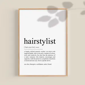 Hairstylist Definition Print, Hairdresser Gift, Hair Stylist Wall Art, Modern Hair Salon Decor, Stylish Salon Artwork, 5 Size, 8x12 to 27x40 inch, Unframed, Room Decor