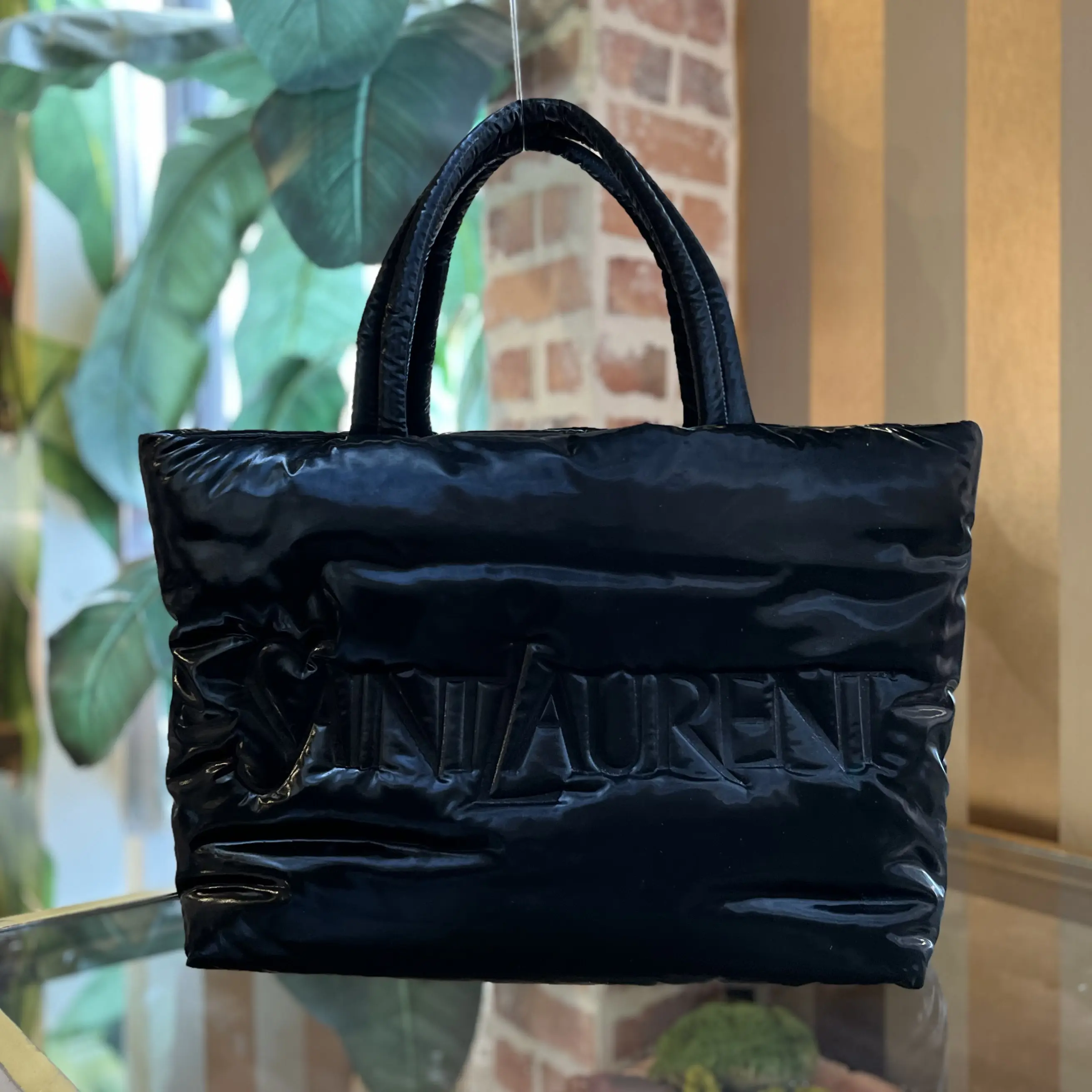 Pre-owned Yves Saint Laurent silktech Shoulder Bags SAINT LAURENT Maxi Shopping Black Tote