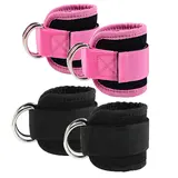 2-Piece Fabric Strap Ankle Straps for Cable Machines & Resistance Bands (28.5*8*1.5cm, 0.15kg) - Home & Gym Exercise Equipment, Stretching Gear, Glute Workout Functional Gear with 12-Month Support