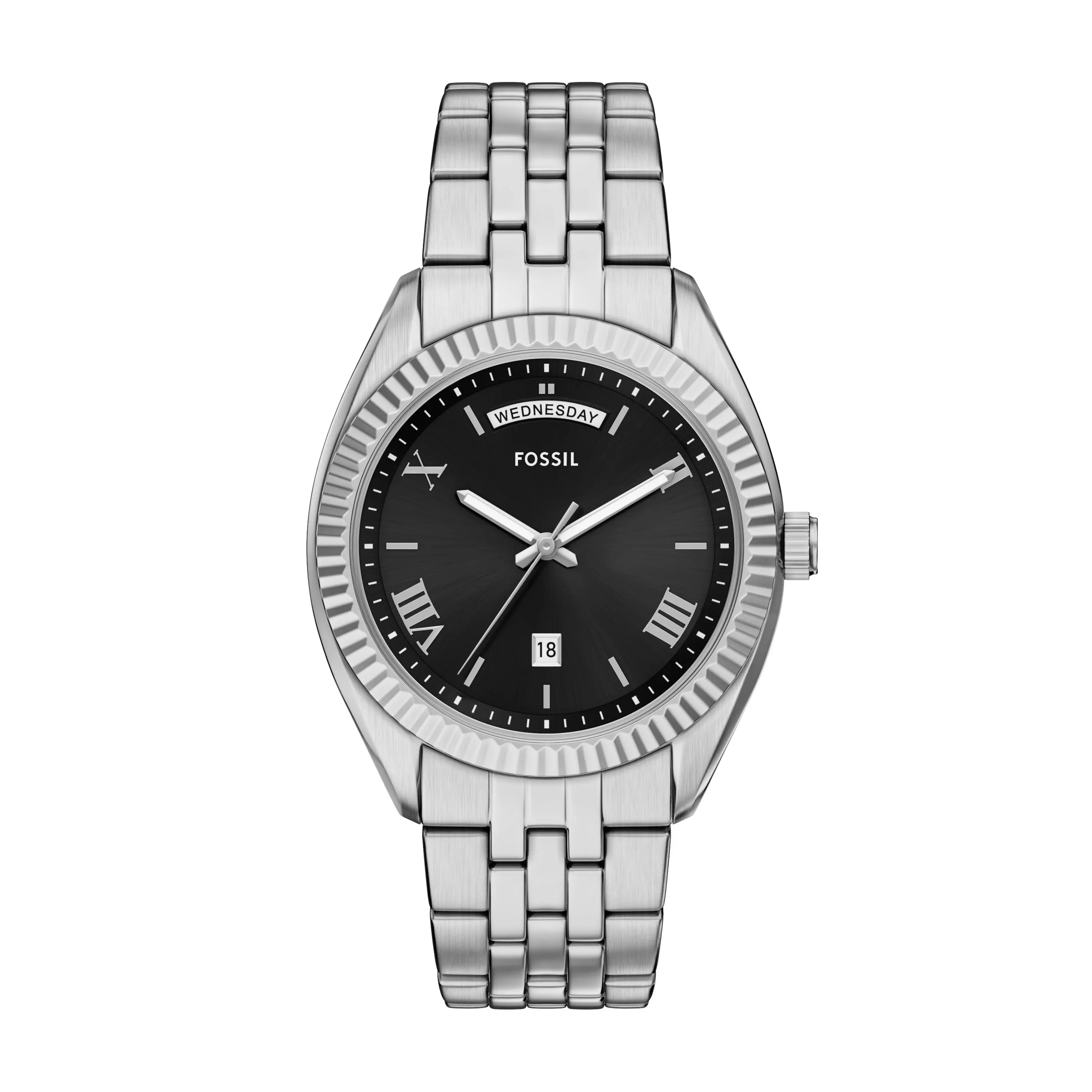 Fossil Men's Campbell Three-Hand Day-Date Stainless Steel Watch