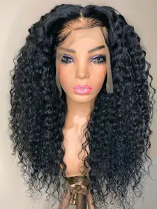 Kinky Long Curly Wigs for Women, Gorgeous Fluffy Synthetic Wavy Wig without Bangs for Cosplay, Striking Natural Fluffy Hair Wigs without Bangs for Party Hairstyle Decoration, Black Curly Wigs, Easy to Maintain