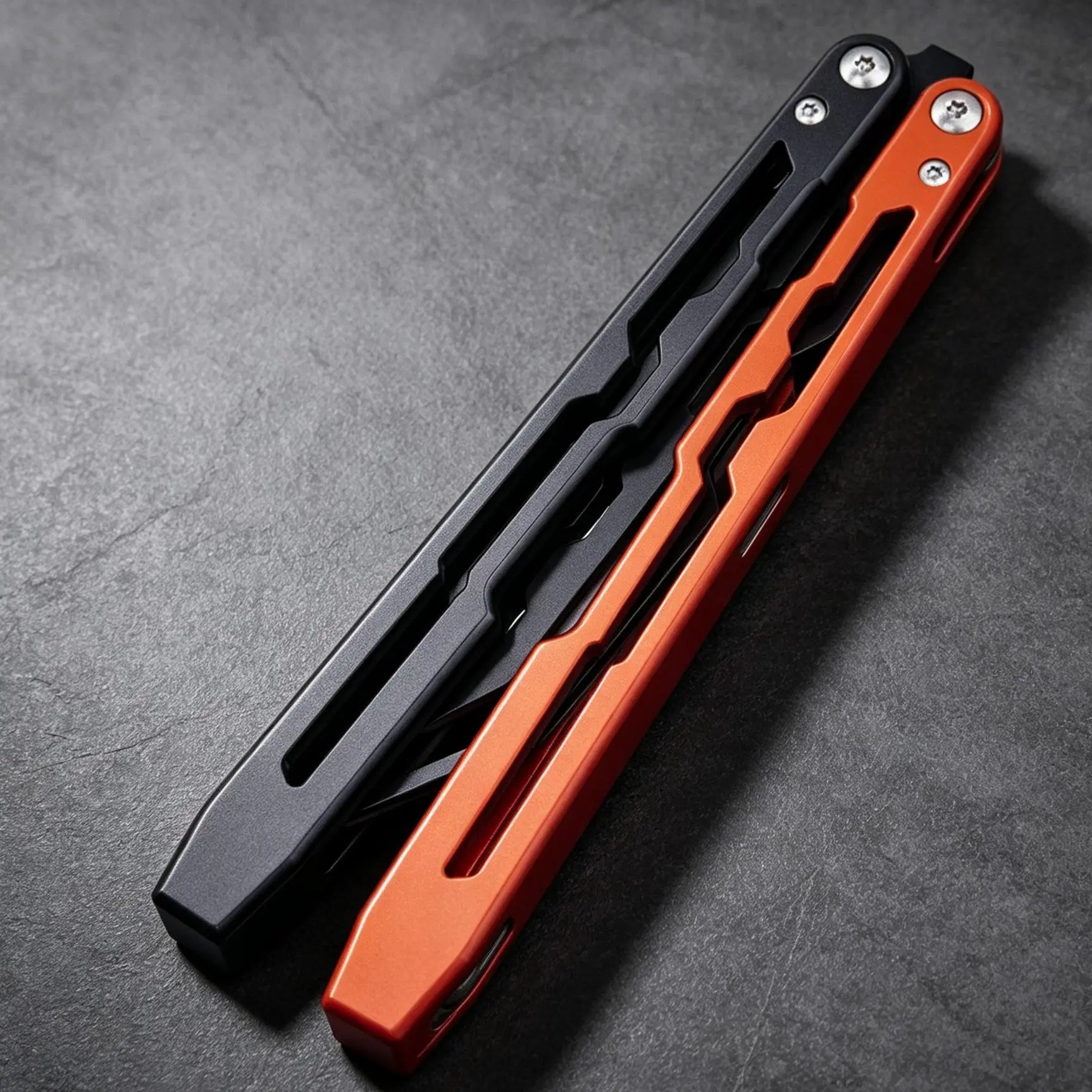 Novice Safe Training Folded Knife Trainer - Non-Blade Design, Orange-Black Color Scheme