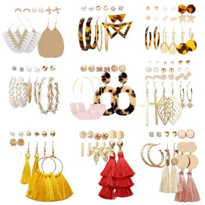 122 Pcs Earrings Set for Women,Fashion Tassel Earrings Acrylic Hoop Stud Drop Dangle Earrings for Birthday Party, Assorted Styles and Colors,Hand Tools Kits