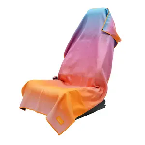 Sunset Gradient Silky Car Seat Cover Towel, Breathable Auto Seat Protector, Universal Interior Seat Wrap, Colorful Ombre Vehicle Interior Accessory, Easy Install Washable Car Seat Cover for Daily Driving and Road Trips