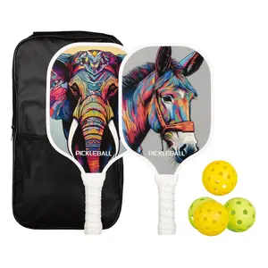 2 Sets Pickleball Paddles Set Fiberglass Face PP Honeycomb Core Lightweight Durable Outdoor Sport
