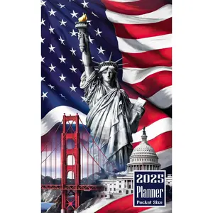 2025 Planner Pocket Size: American Flag themed Cover Daily Weekly Diary 12 Month Calendar Vision Mission Board Schedule Organizer Goals Appointment Notes Paperback – September 23, 2024