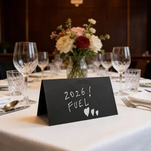 2026 Vision Power Set: 10 Sheets 350g Heavyweight Leather Texture Card + 4 Liquid Metal Pens, Minimalist Standing Greeting Cards Business Gift Box Vertical Cards