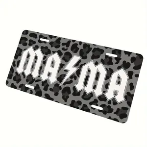 Black Leopard Print Mom License Plate