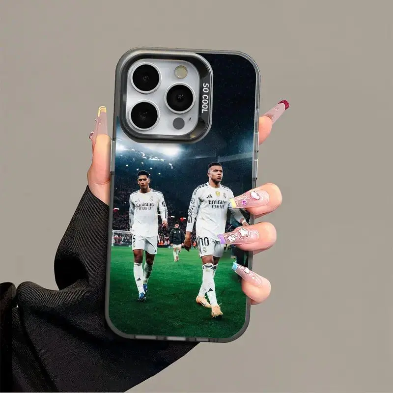Football Stars Mbappé & Bellingham Smartphone Casing - Hard Shell Protection Handheld Cellphone Cases for iPhone 17/16/15/14/13/12 Pro Max, Pro Plus - Ideal Gift for Devices Users, Accessories