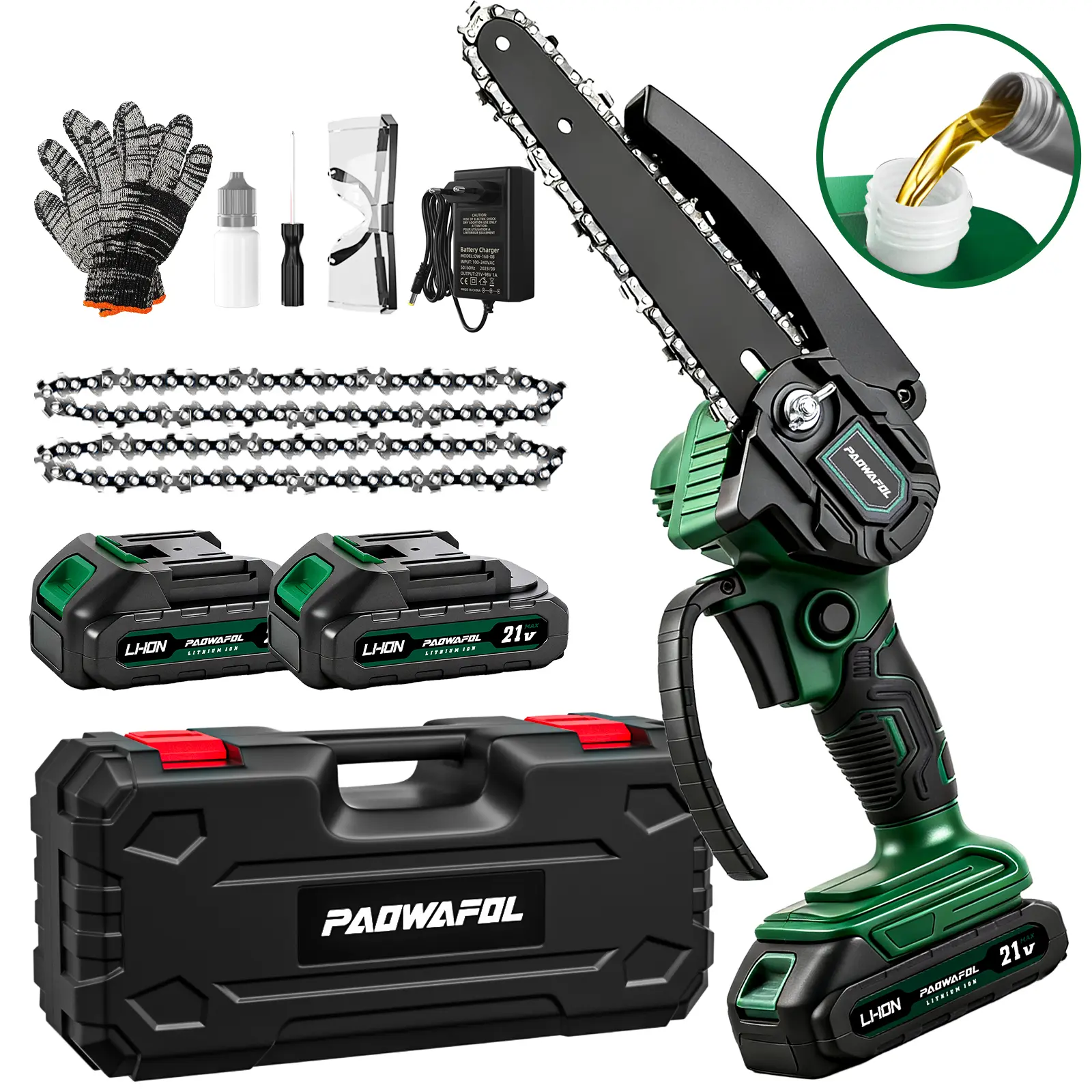 【6 Inch-Oil】2*2.0Ah Battery+2 Chains