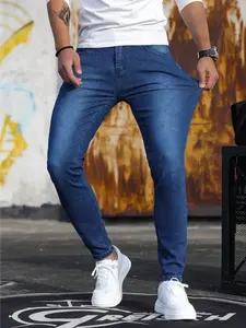 Men's tight jeans, hip-hop street style tight jeans, casual business fashion, mid to high waisted pants for all seasons, versatile high-quality jeans