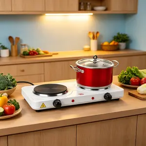 1Pc 2000W Double Electric Burner Double Hot Plate With 5 Gear Temperature Control
