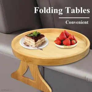 1pc Foldable Bamboo Sofa Armrest Tray: Perfect As An Instant Stable Side Table for Sofas -9.84 Inches X 5.12 Inches - No Power Required - Hardwood StructureAB12PeakVibe