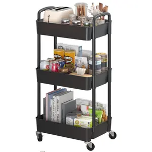 3 Tier Plastic Rolling Utility Cart