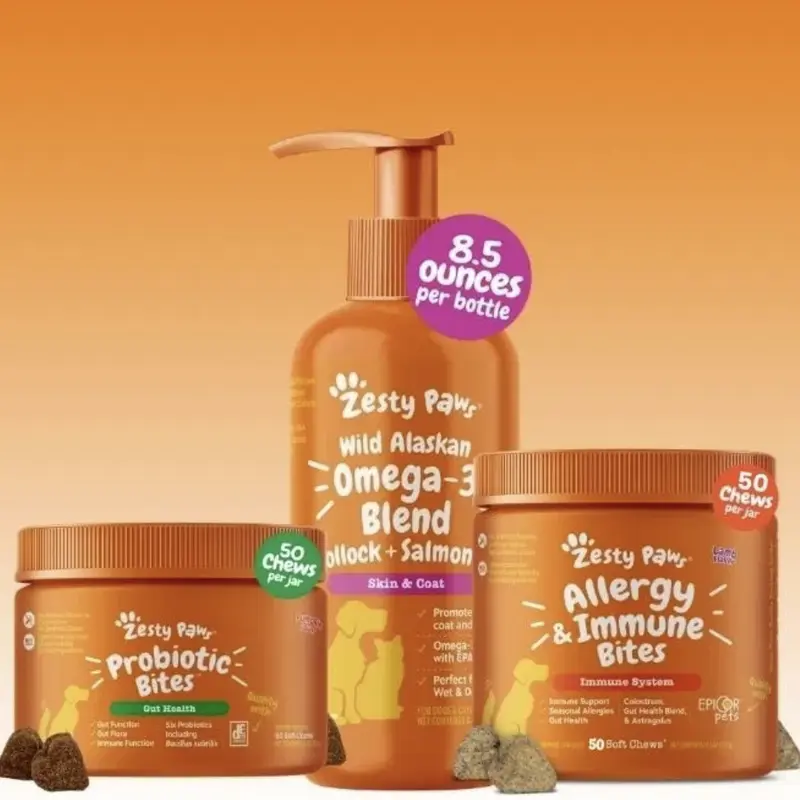 Ultimate Allergy & Gut Health Kit for Pets - Allergy Bites + Immune Bites + Salmon Oil + Probiotic Bites