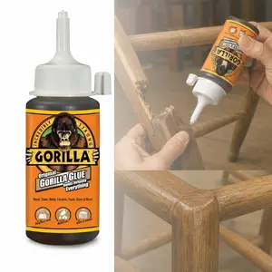 Gorilla 4 oz Original Glue 50004A, 100% waterproof polyurethane glue, expands 3X, industrial strength bond, indoor outdoor, temperature resistant, paintable, stainable, sandable, wood, stone, metal, ceramic, foam, glass, concrete, brick, plastic, repair
