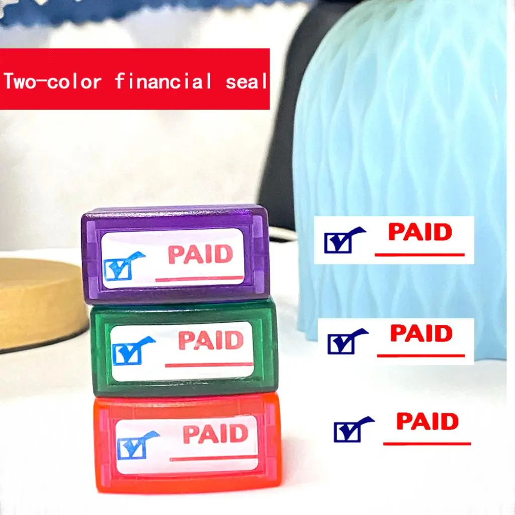 Dual Color Paid Financial Stamp, Efficient Payment Confirmation Seal, Essential Office Supplies for Busy Offices, High-Efficiency Marking Tool