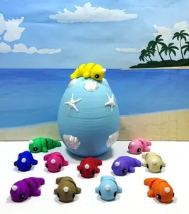 12pcs Cute Baby Narwhal with Egg, 3D Printed Articulated Colorful Fidget Toy for Stress Relief, Tiny Sea Animal Figures