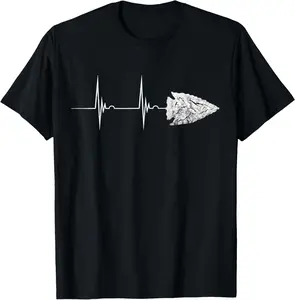 100%cotton Arrowhead Hunting Heartbeat EKG Pulse Arrowhead Hunter T-Shirt